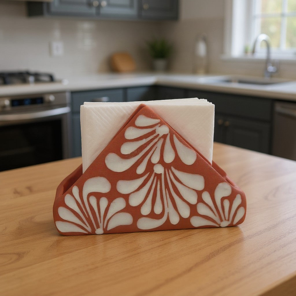 Brown & White Talavera Napkin Holder | Hand-Painted Mexican Decor The Talavera Hub