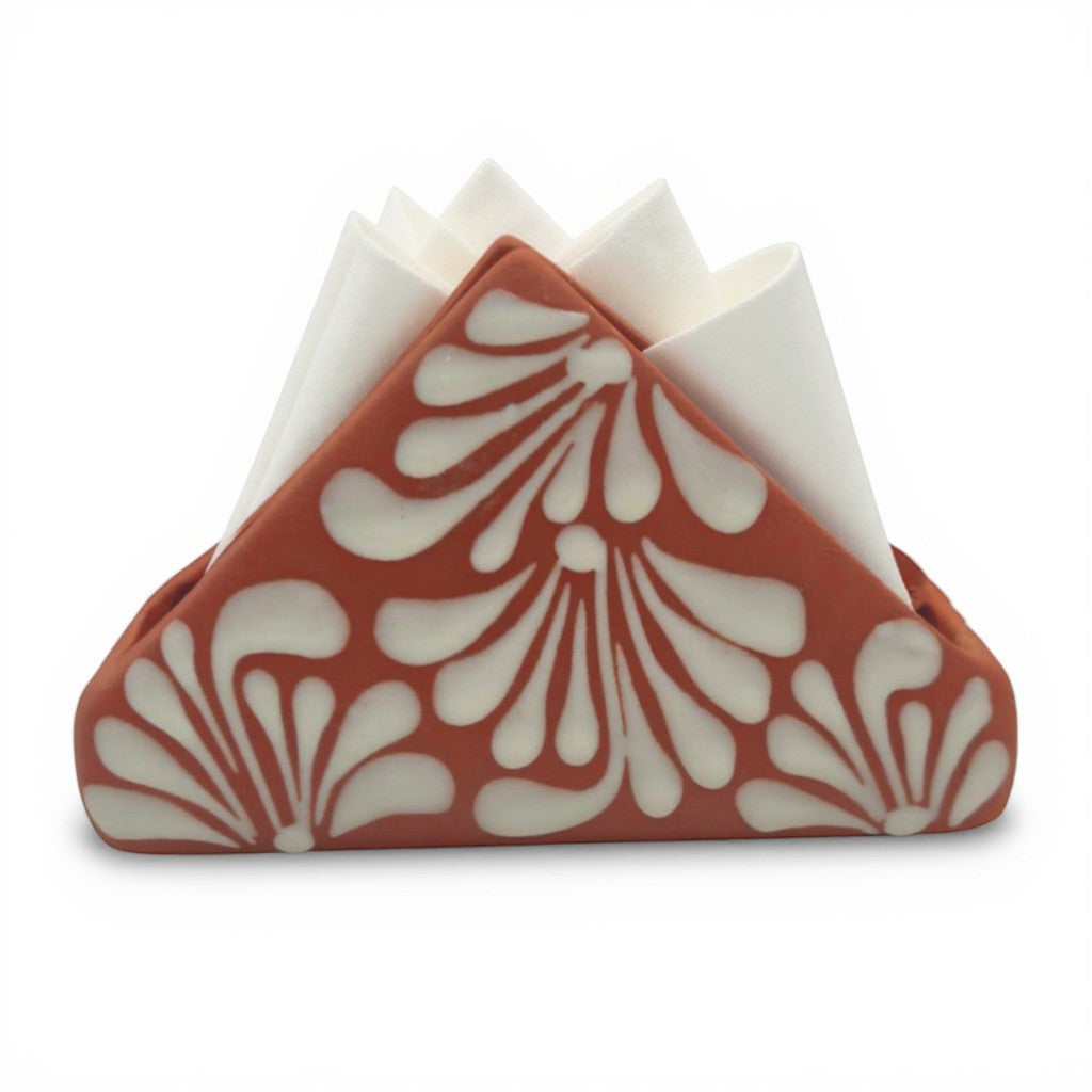 Brown & White Talavera Napkin Holder | Hand-Painted Mexican Decor The Talavera Hub