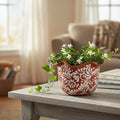 Brown & White Talavera Planter | Handcrafted Wavy Rim Pot The Talavera Hub