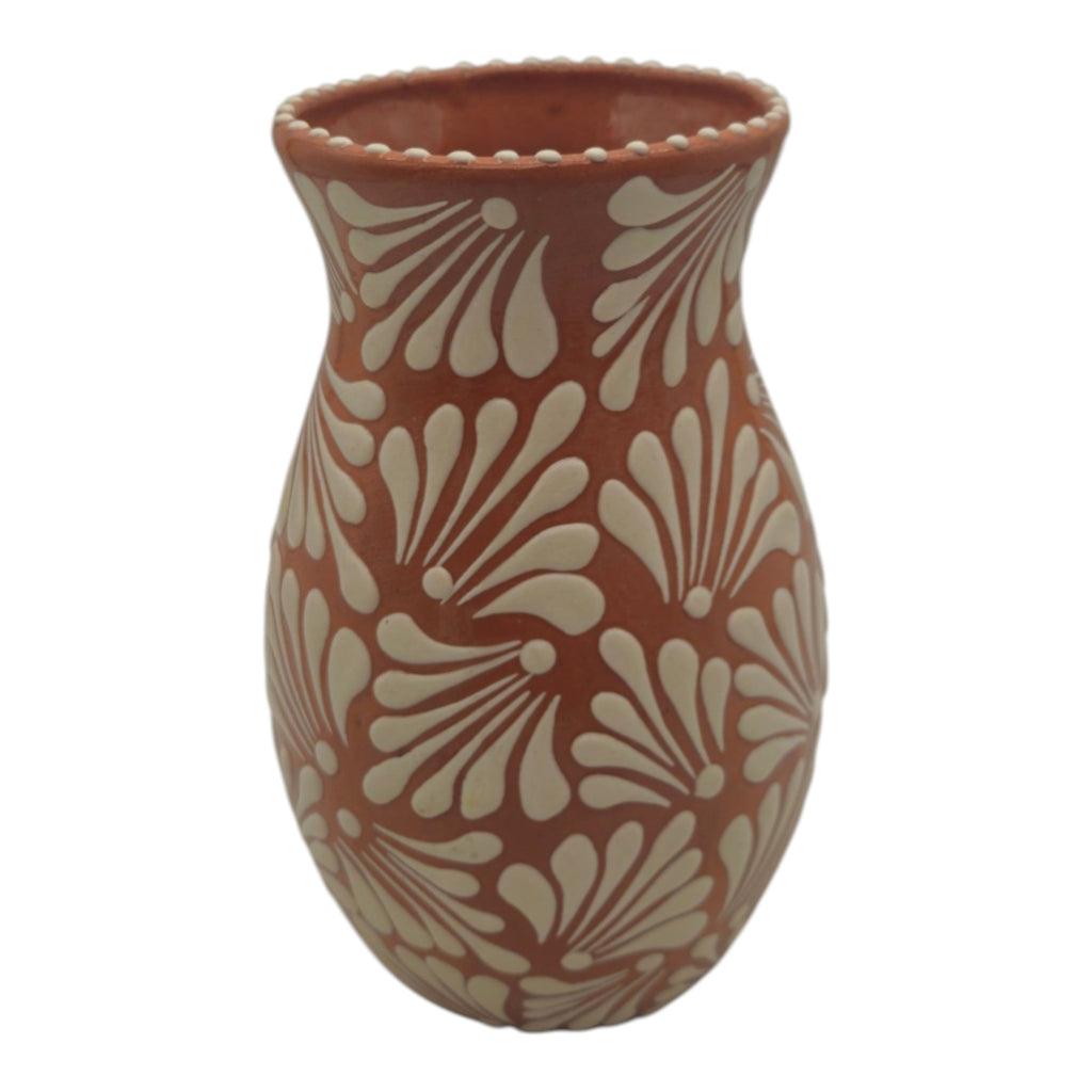 Brown & White Talavera Relief Vase | Hand-Painted Pottery The Talavera Hub