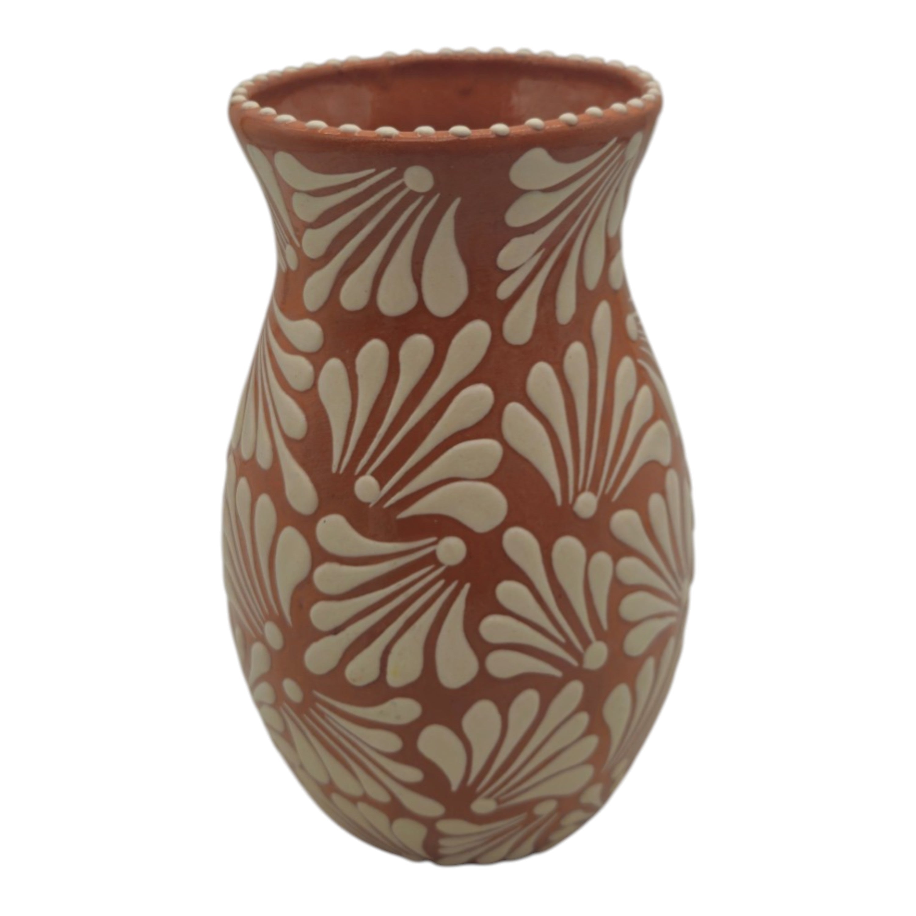 Brown & White Talavera Relief Vase | Hand-Painted Pottery The Talavera Hub