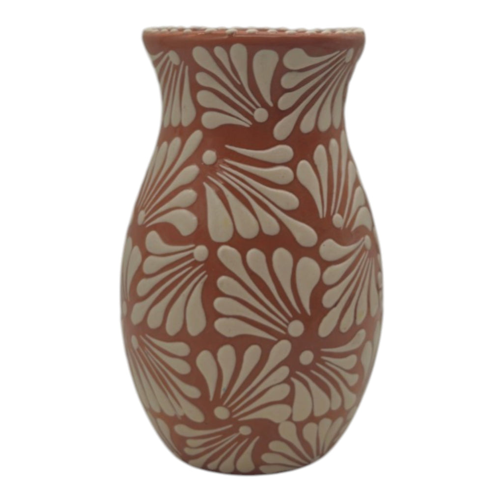 Brown & White Talavera Relief Vase | Hand-Painted Pottery The Talavera Hub