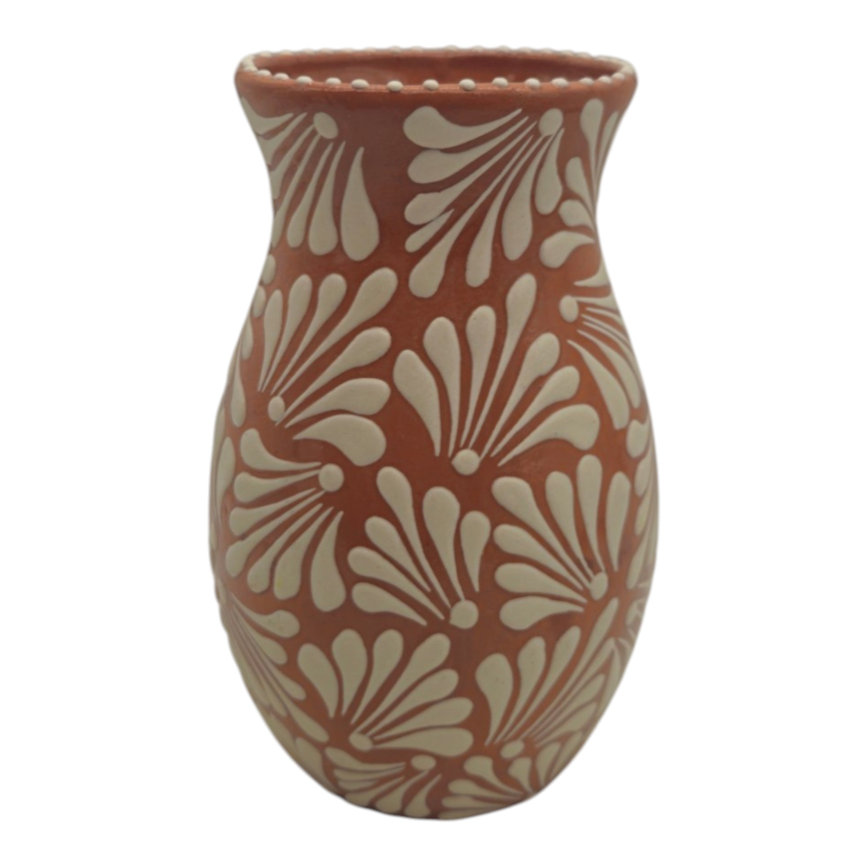 Brown & White Talavera Relief Vase | Hand-Painted Pottery The Talavera Hub
