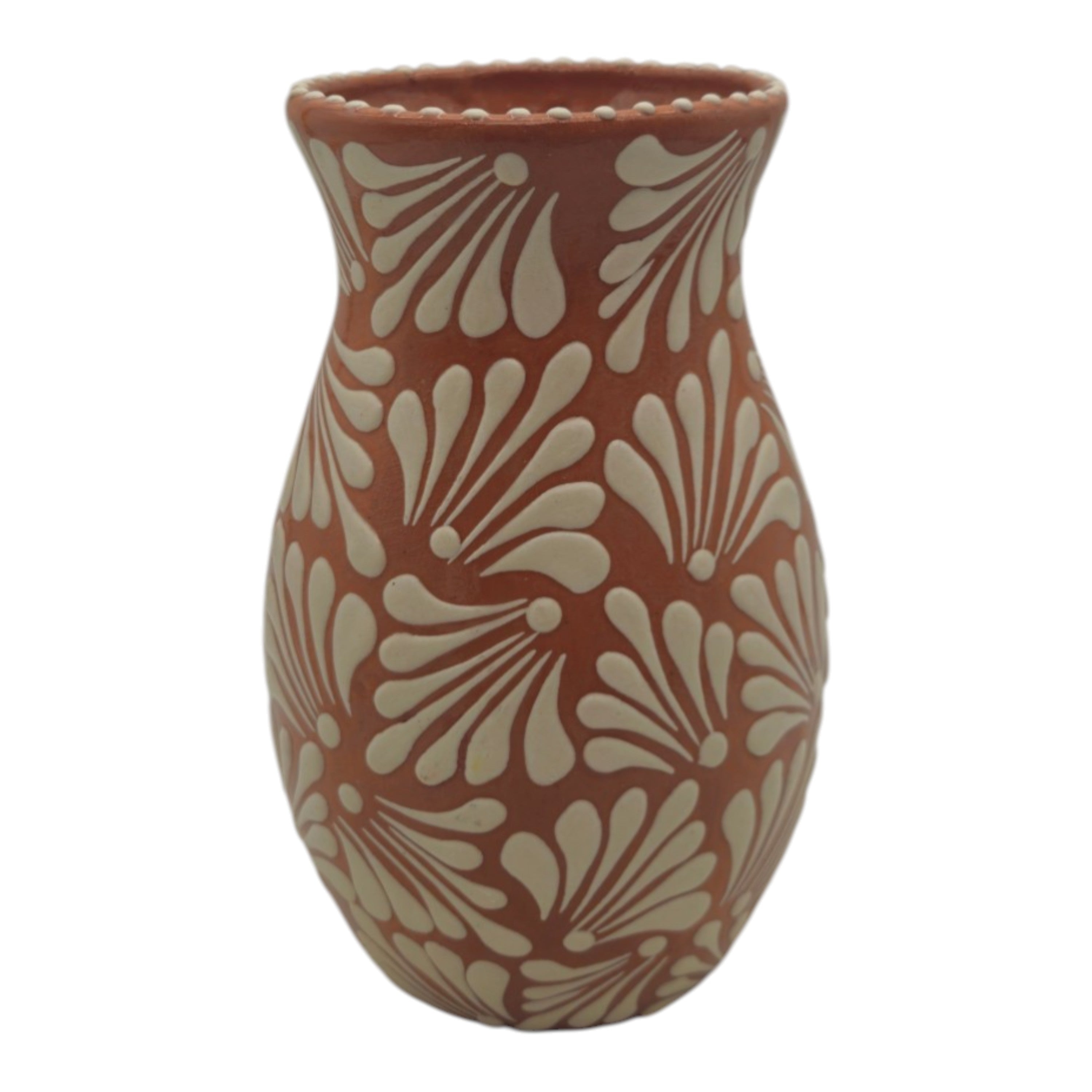 Brown & White Talavera Relief Vase | Hand-Painted Pottery The Talavera Hub