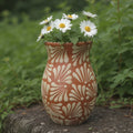 Brown & White Talavera Relief Vase | Hand-Painted Pottery The Talavera Hub
