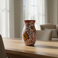 Brown & White Talavera Vase | Monarch Butterfly Relief Design The Talavera Hub