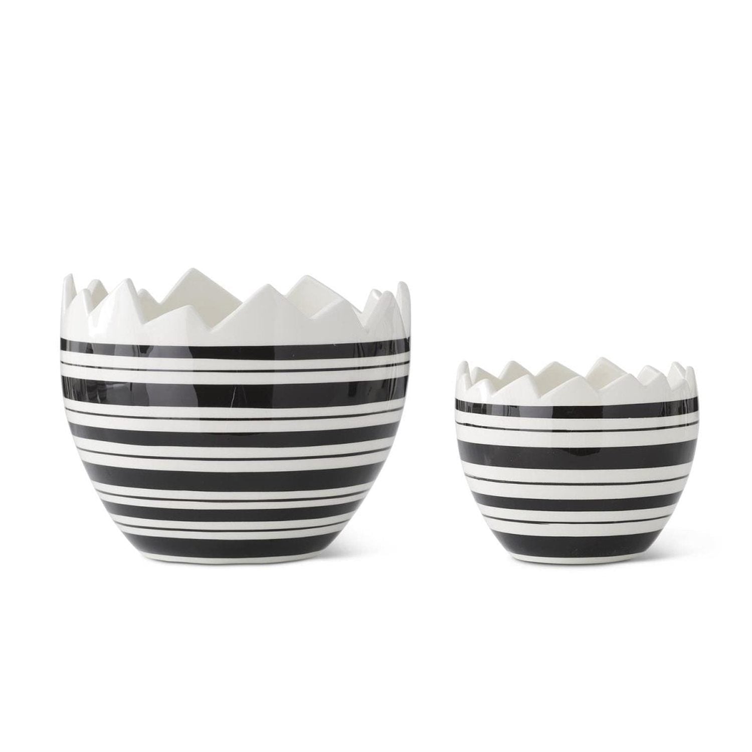 Black & White Striped Ceramic Egg Dishes (Set of 2) Michelle's aDOORable Creations
