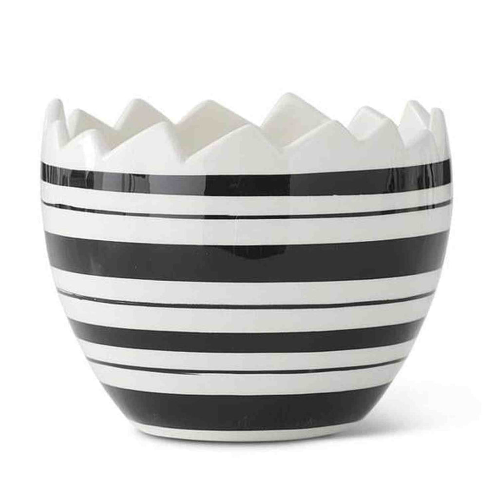 Black & White Striped Ceramic Egg Dishes (Set of 2) Michelle's aDOORable Creations
