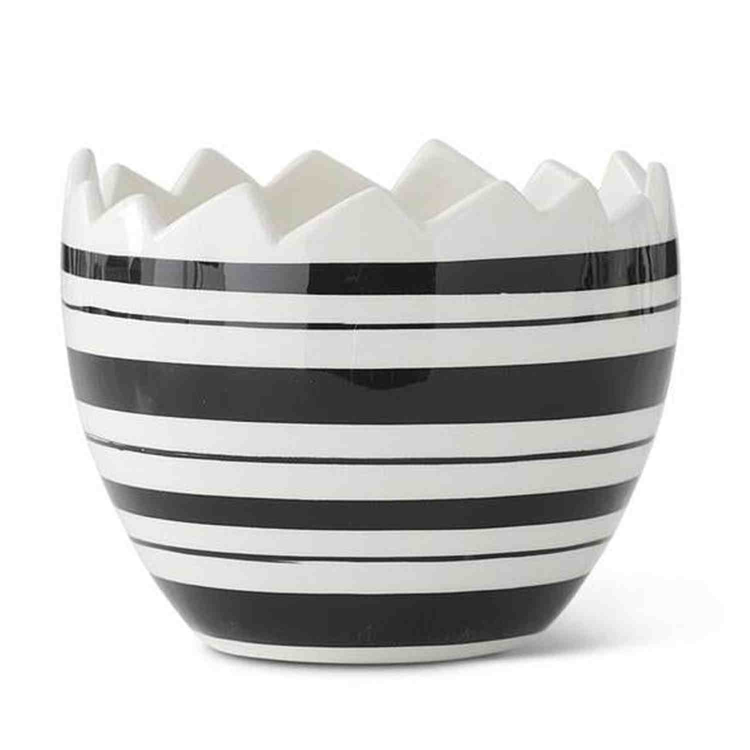 Black & White Striped Ceramic Egg Dishes (Set of 2) Michelle's aDOORable Creations