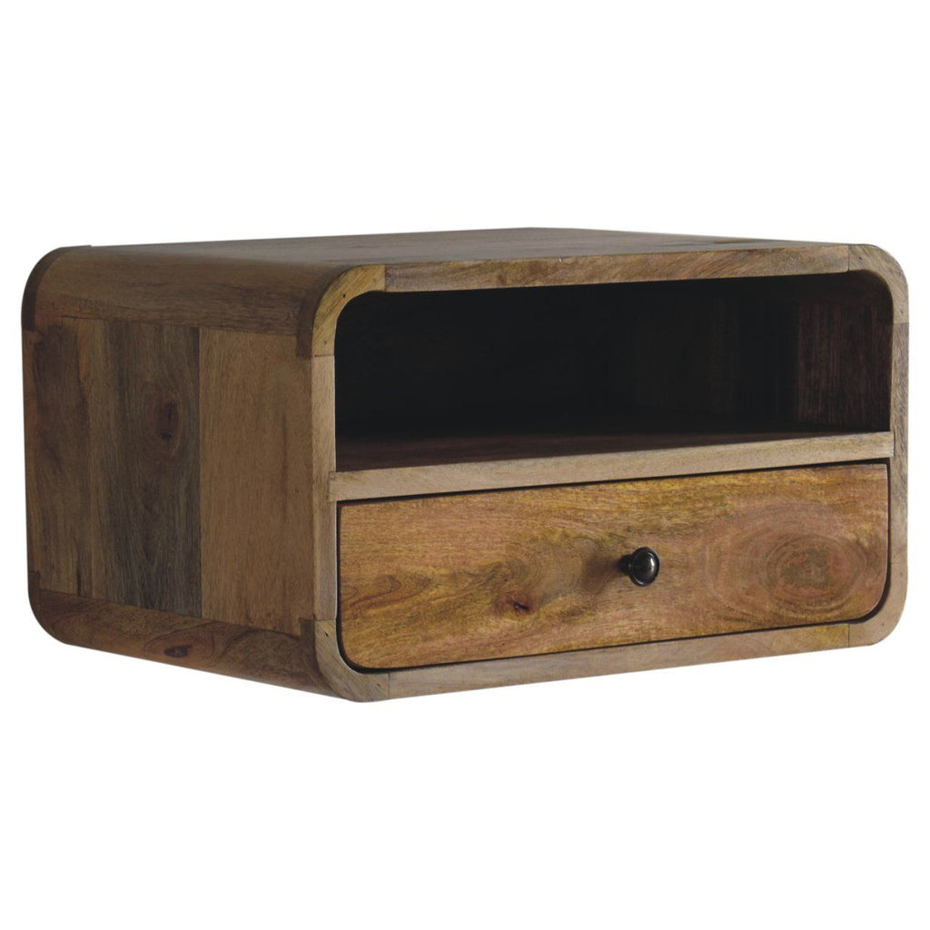 Curved Upper Slot Floating Nightstand Unique Piece Furniture
