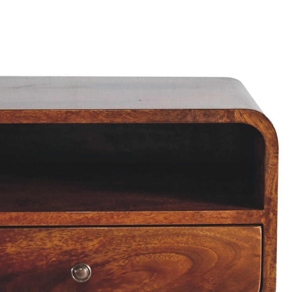 Curved Upper Slot Floating Nightstand Unique Piece Furniture
