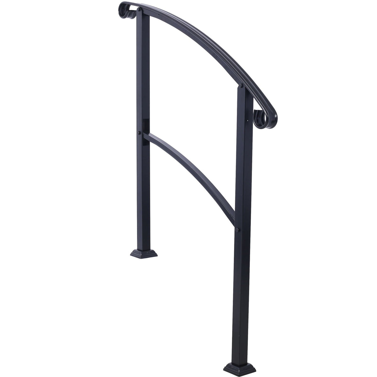 Handrails For Outdoor Steps, Fit 1 Or 3 Steps Outdoor Stair Railing, Flexible Front Porch Hand Rail, Transitional Handrails For Concrete Steps Or Wooden Stairs - Black Unique Piece Furniture