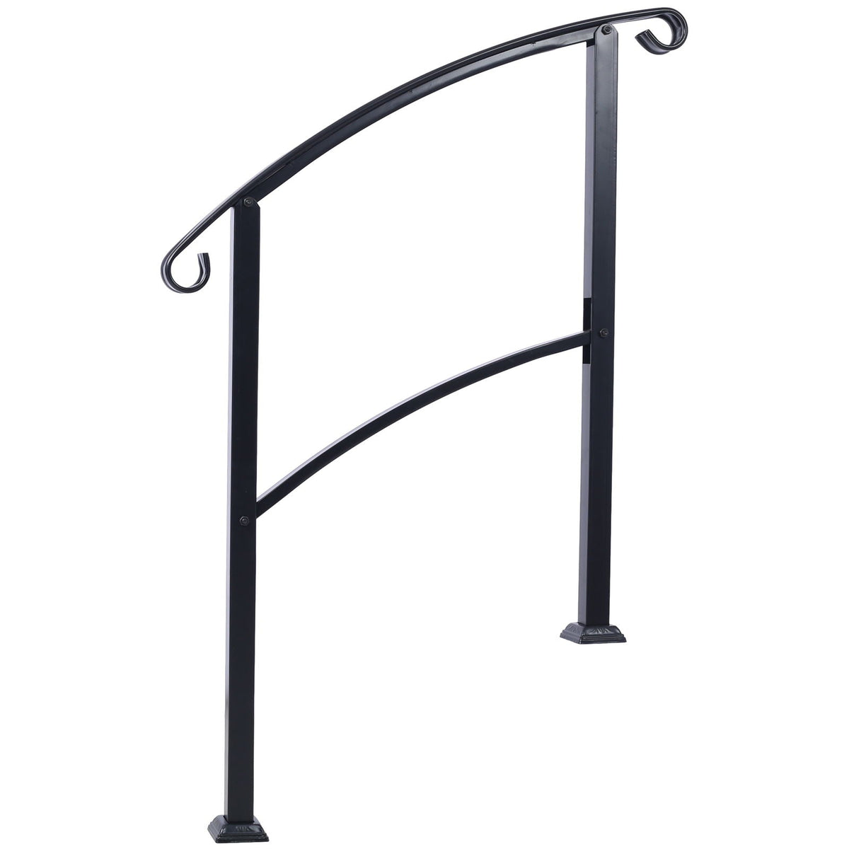 Handrails For Outdoor Steps, Fit 1 Or 3 Steps Outdoor Stair Railing, Flexible Front Porch Hand Rail, Transitional Handrails For Concrete Steps Or Wooden Stairs - Black Unique Piece Furniture