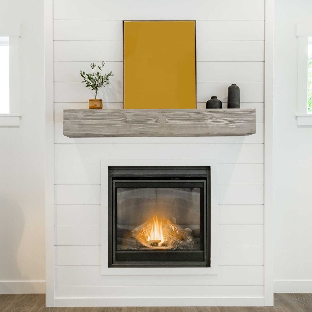 Rustic Wood Fireplace Mantel, Wall-Mounted & Floating Shelf For Home Decor Unique Piece Furniture