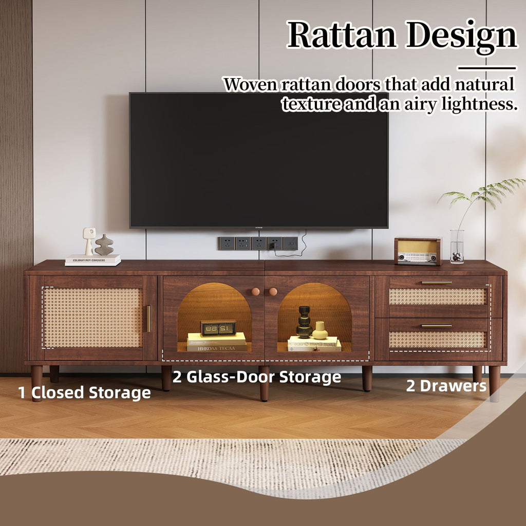TV Stand With App-Controlled LED Lights, 2 Drawers & Door Storage Unique Piece Furniture