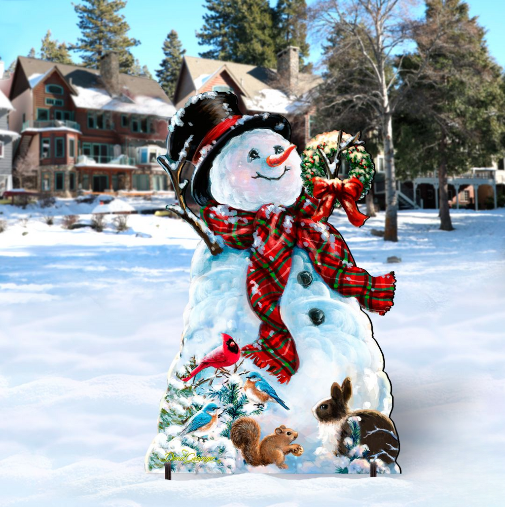 An Old-Fashioned Christmas Outdoor Yard Sign by D Gelsinger Featuring Santa and Snowman Decor - 8461024F-1563 G.DeBrekht