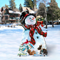An Old-Fashioned Christmas Outdoor Yard Sign by D Gelsinger Featuring Santa and Snowman Decor - 8461024F-1563 G.DeBrekht