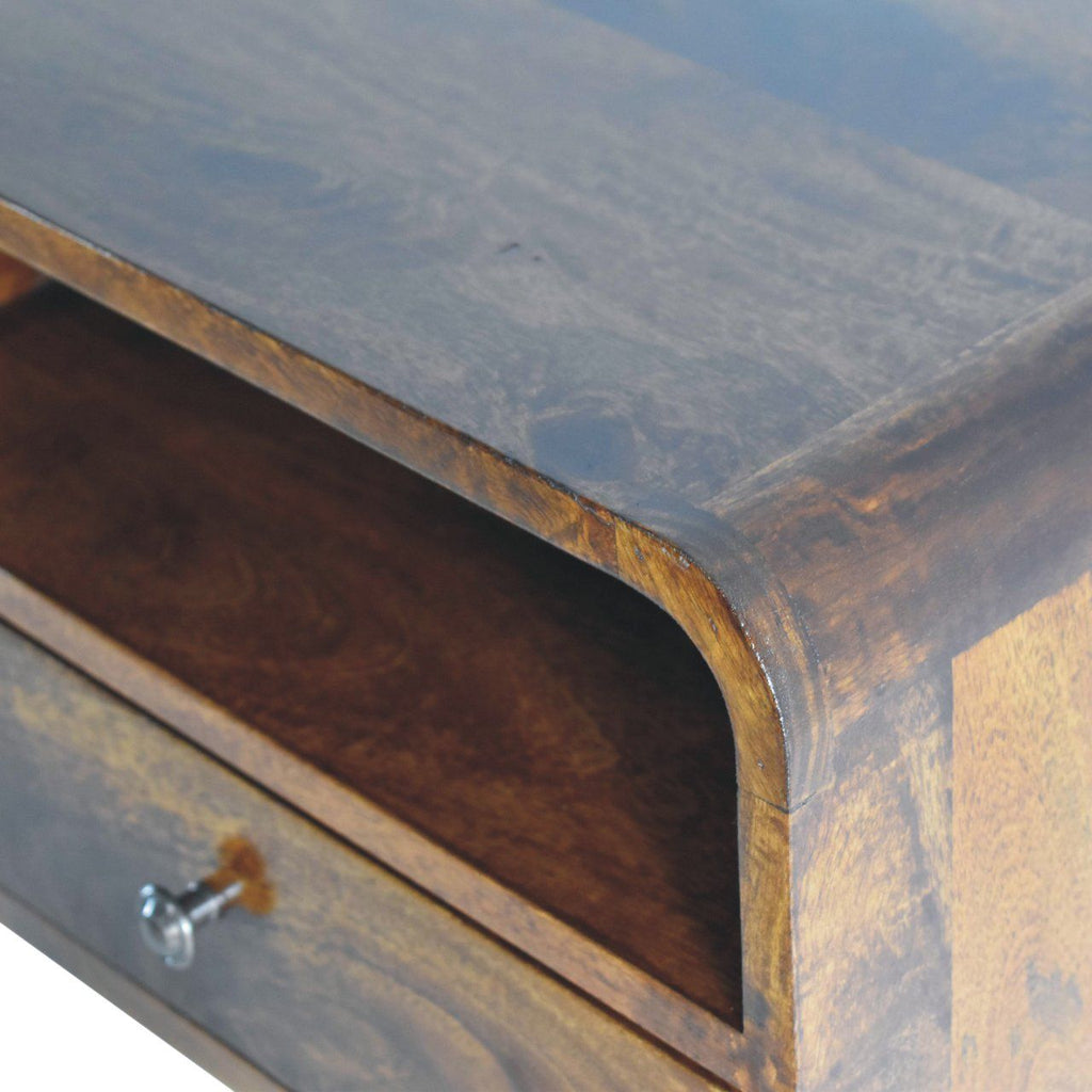 Curved Upper Slot Floating Nightstand Unique Piece Furniture