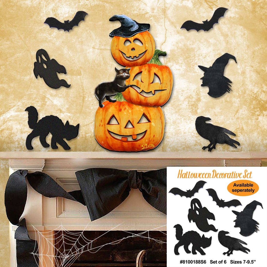 Scary Stacking Pumpkins Halloween Door Decor by G. DeBrekht - Thanksgiving Halloween Decor - 8158415H G.DeBrekht