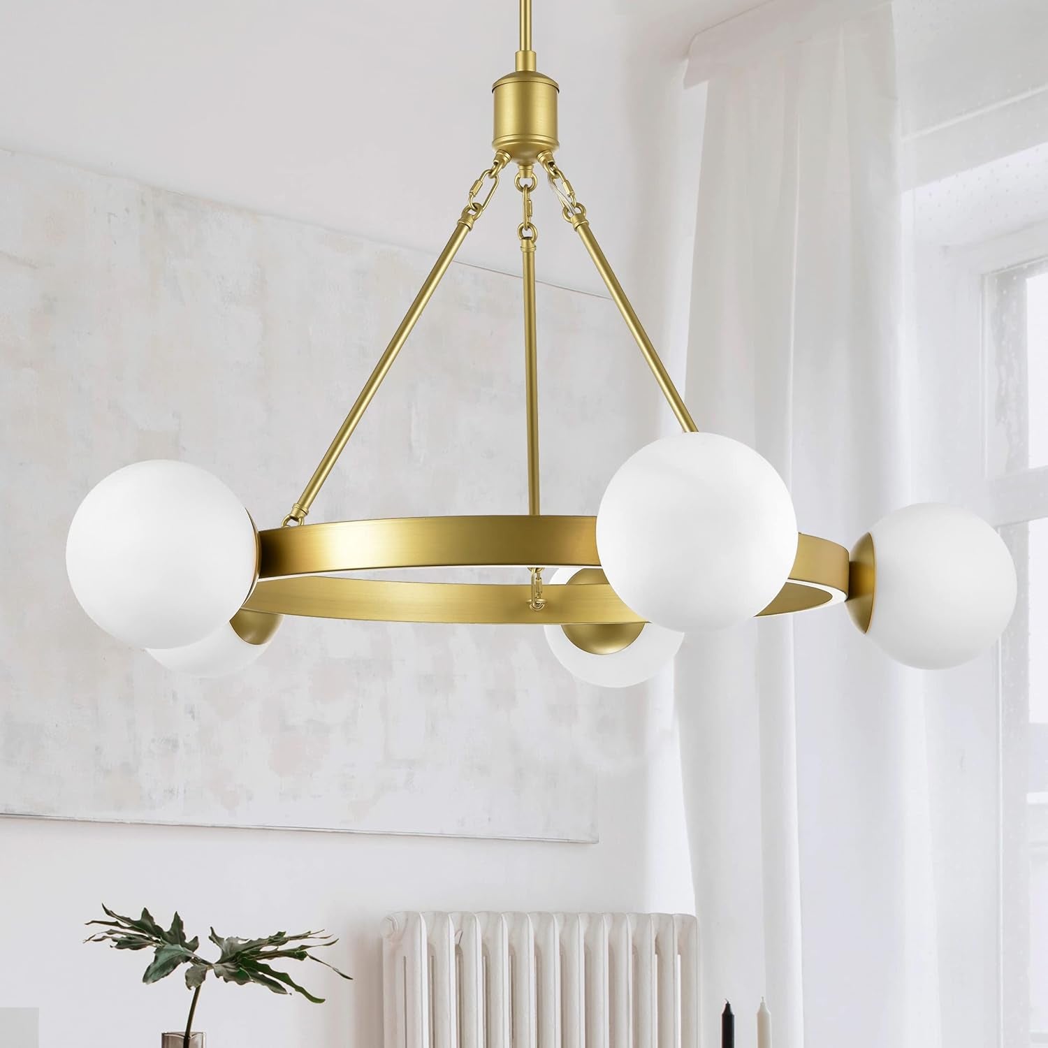 5 Light Black Globe Wagon Wheel Chandelier Farmhouse Decor