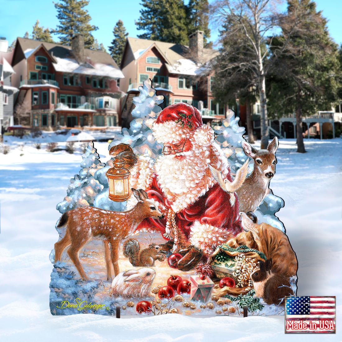 Abundance of Joy Christmas Outdoor Scene by D Gelsinger featuring Santa and Snowman - Christmas Decor 8461044F-0104 G.DeBrekht