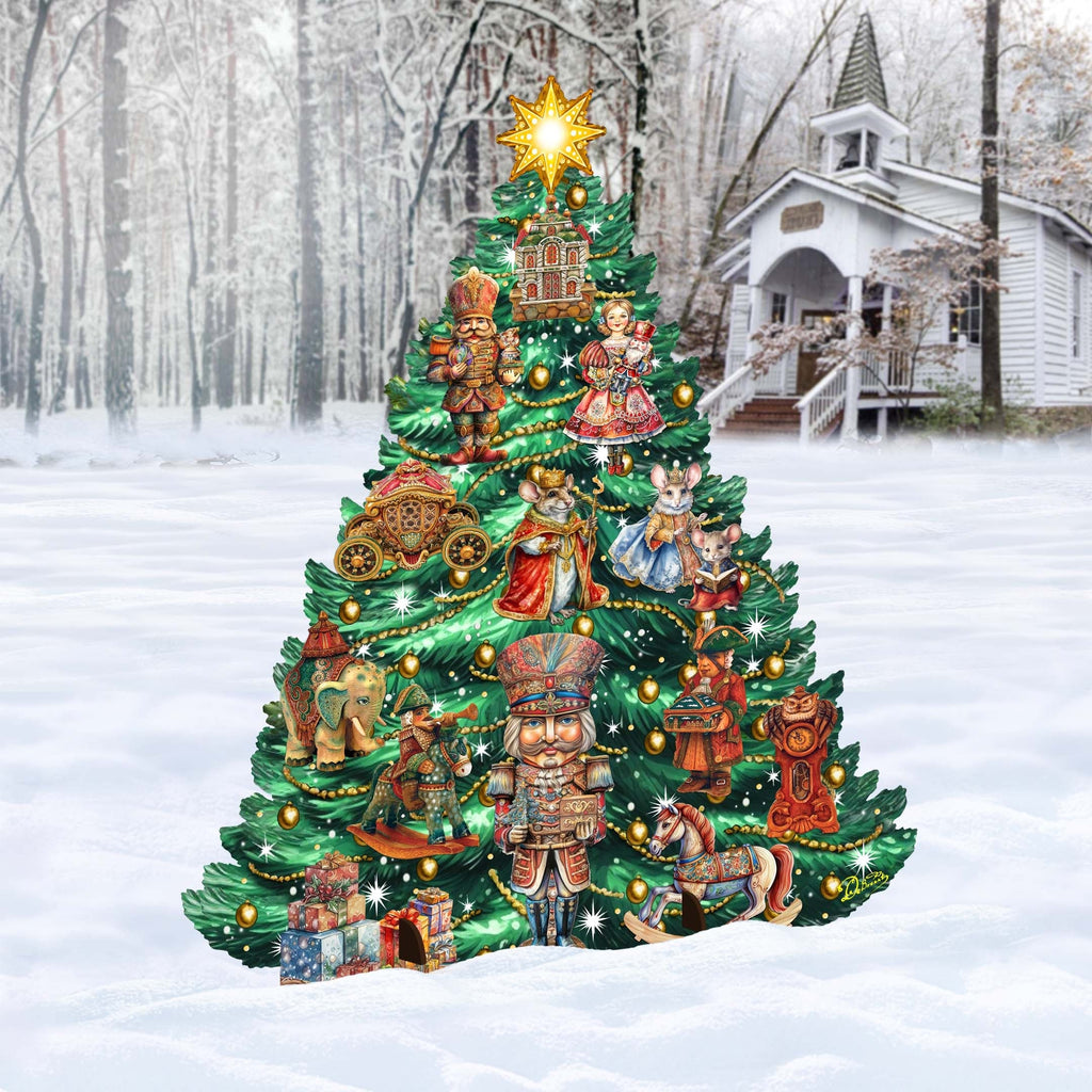 Nutcracker-Themed Christmas Tree Outdoor Indoor Decor Wooden Christmas Decoration by G. Debrekht Christmas Decor - 8191501F G.DeBrekht