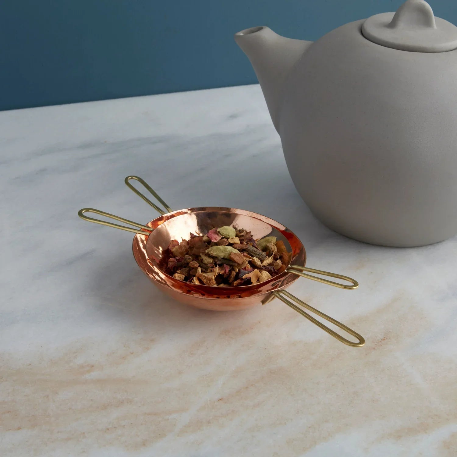 Camden Copper Tea Strainer Tea + Linen