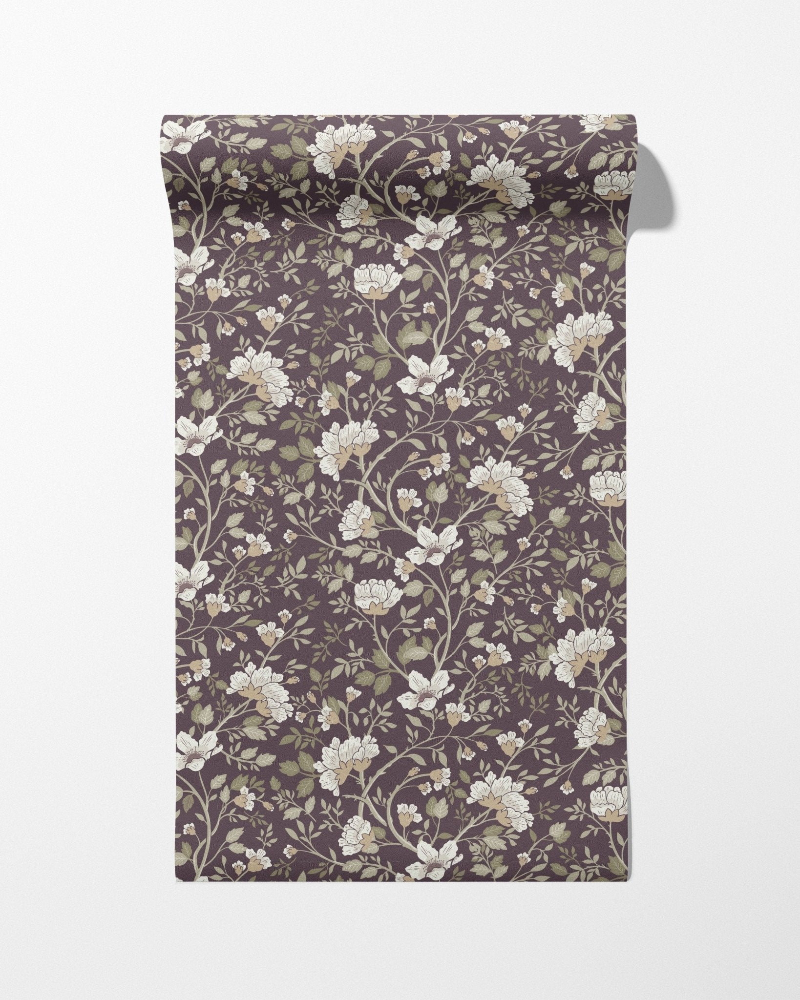 Camellia Study Wallpaper in Plumwood