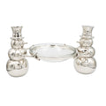 Cast Aluminum Snowmen with Hammered Glass Bowl Rust & Cinder