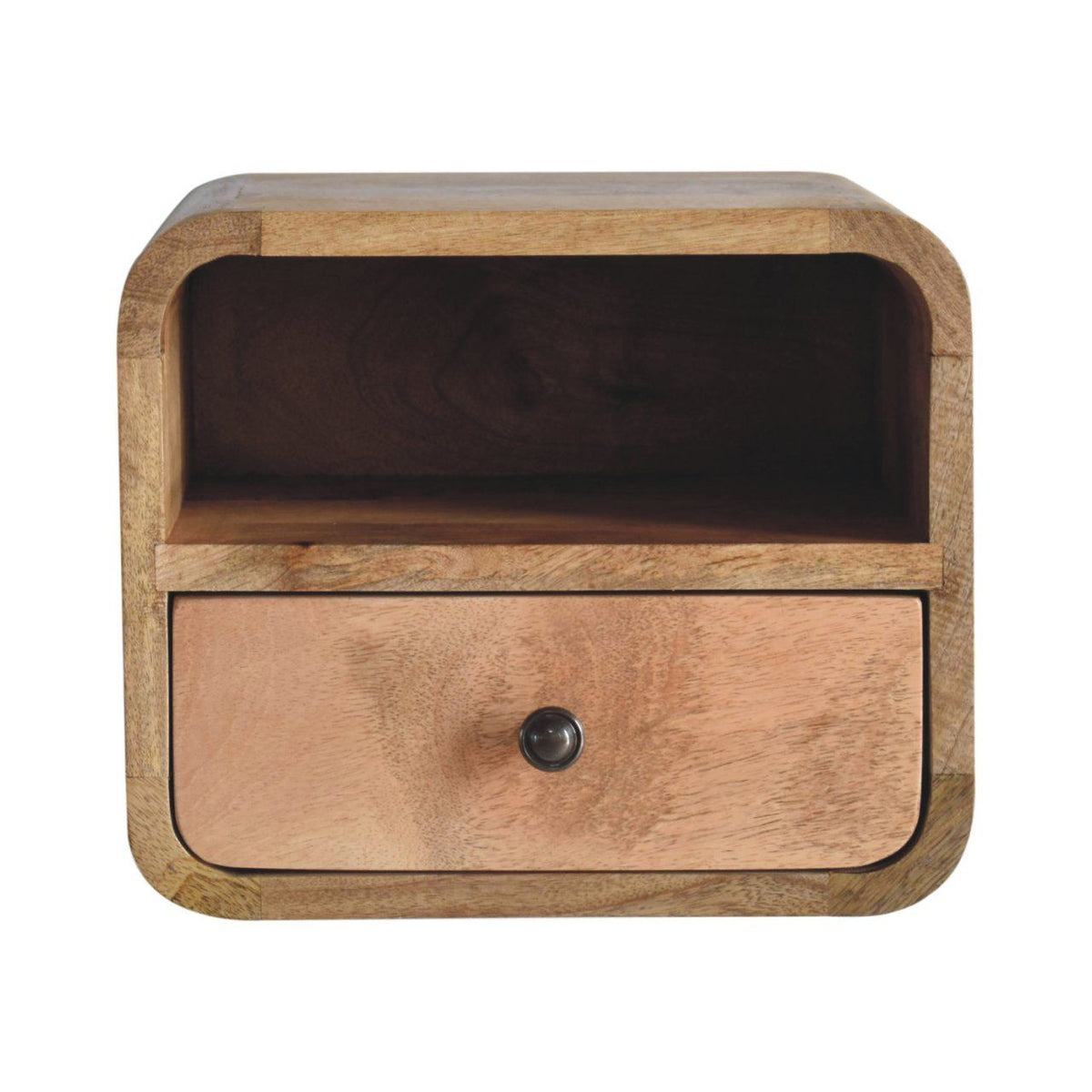 Curved Upper Slot Floating Nightstand Unique Piece Furniture