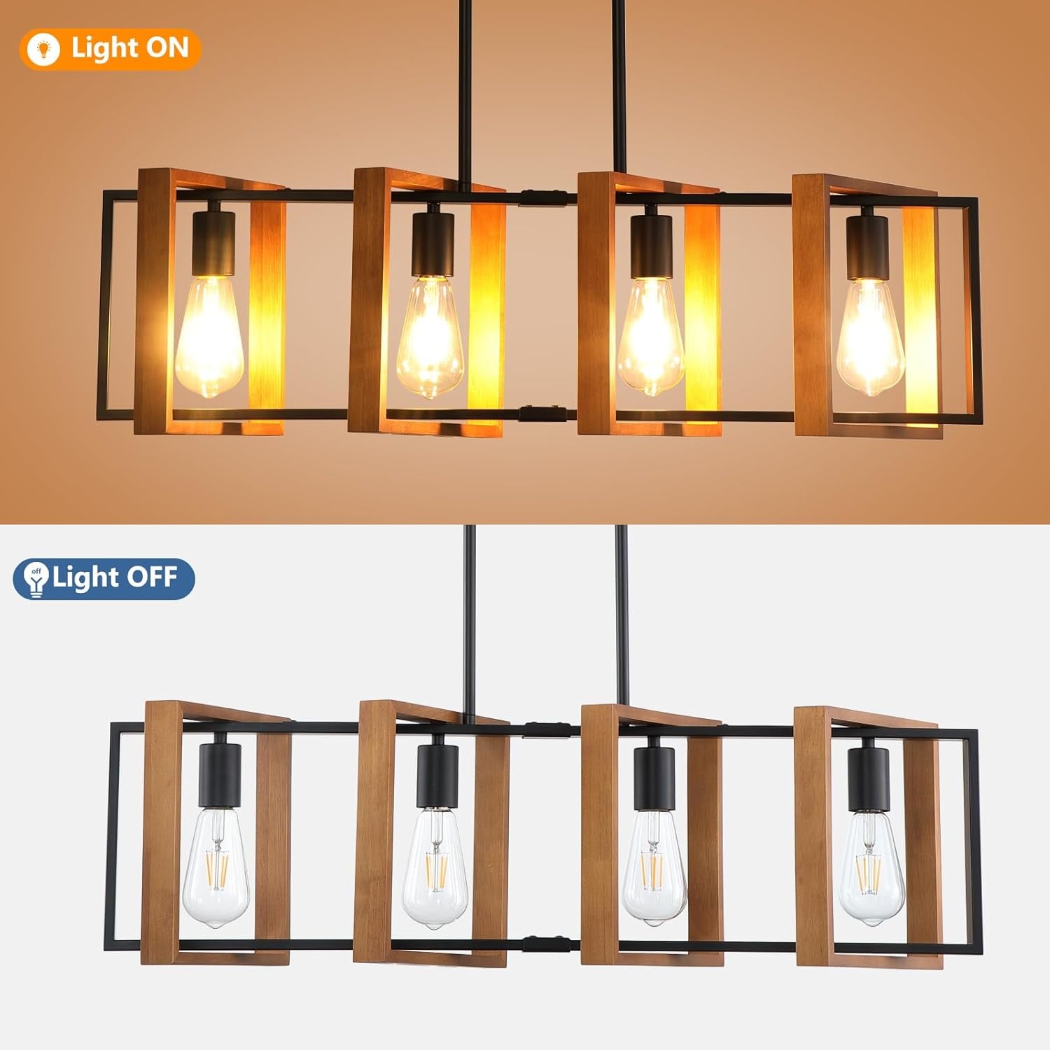 Farmhouse Linear Semi-Caged Chandelier Farmhouse Decor