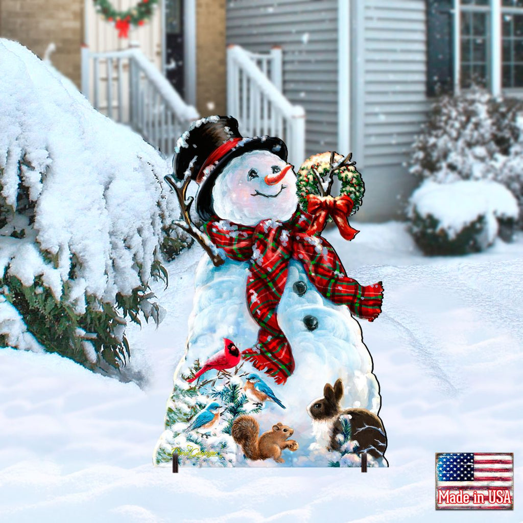 An Old-Fashioned Christmas Outdoor Yard Sign by D Gelsinger Featuring Santa and Snowman Decor - 8461024F-1563 G.DeBrekht