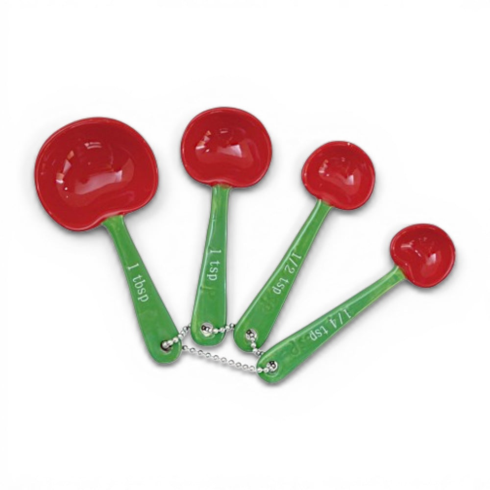 Cherry Shaped Ceramic Measuring Spoons Set Rust & Cinder