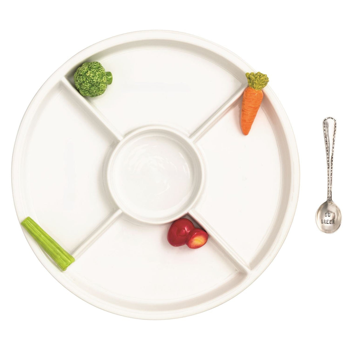 Veggie Icon Crudité Ceramic Server with Spoon Rust & Cinder