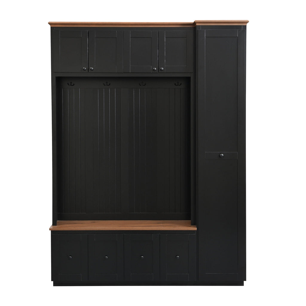 Entryway Hall Tree With Storage Bench, Coat Rack Shoe Bench With Cabinets Unique Piece Furniture