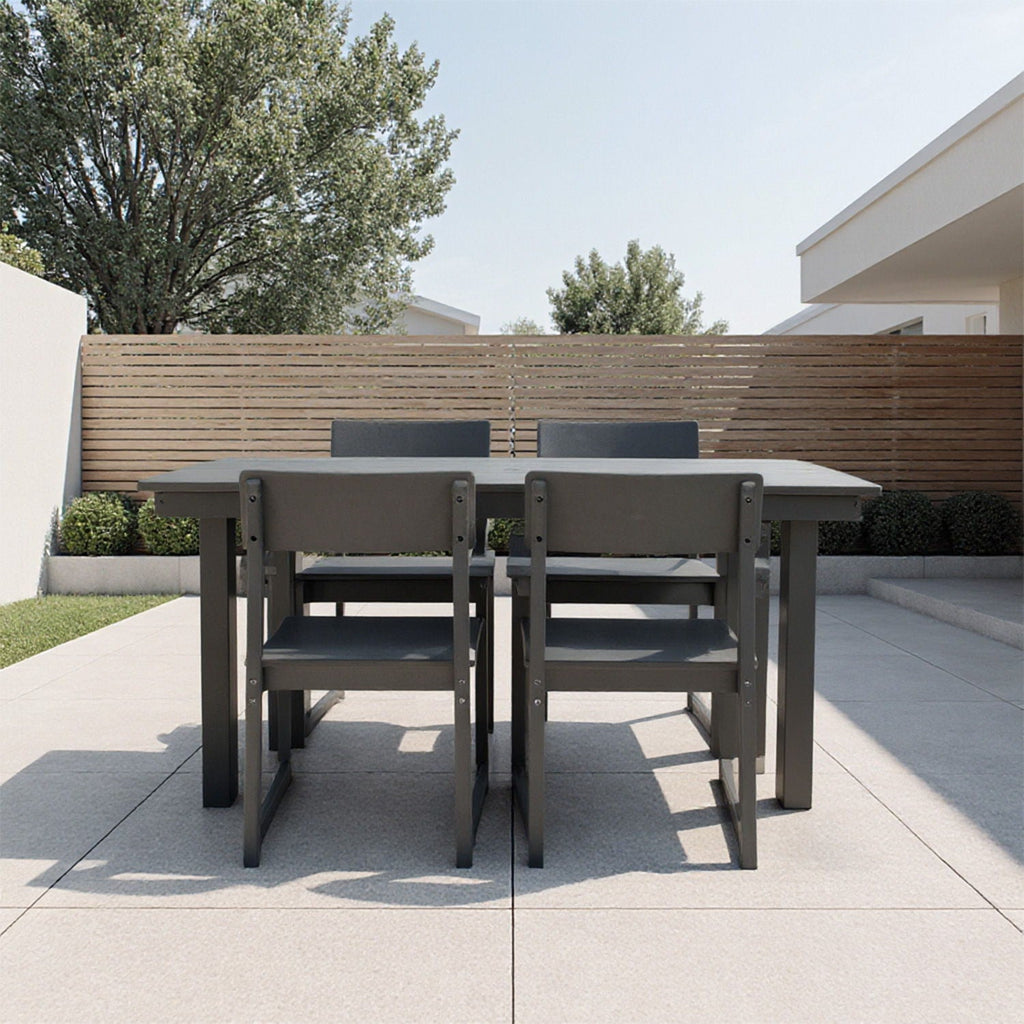 5 Piece Outdoor Dining Set, Table With Umbrella Hole And 4 Armrest Chairs Unique Piece Furniture