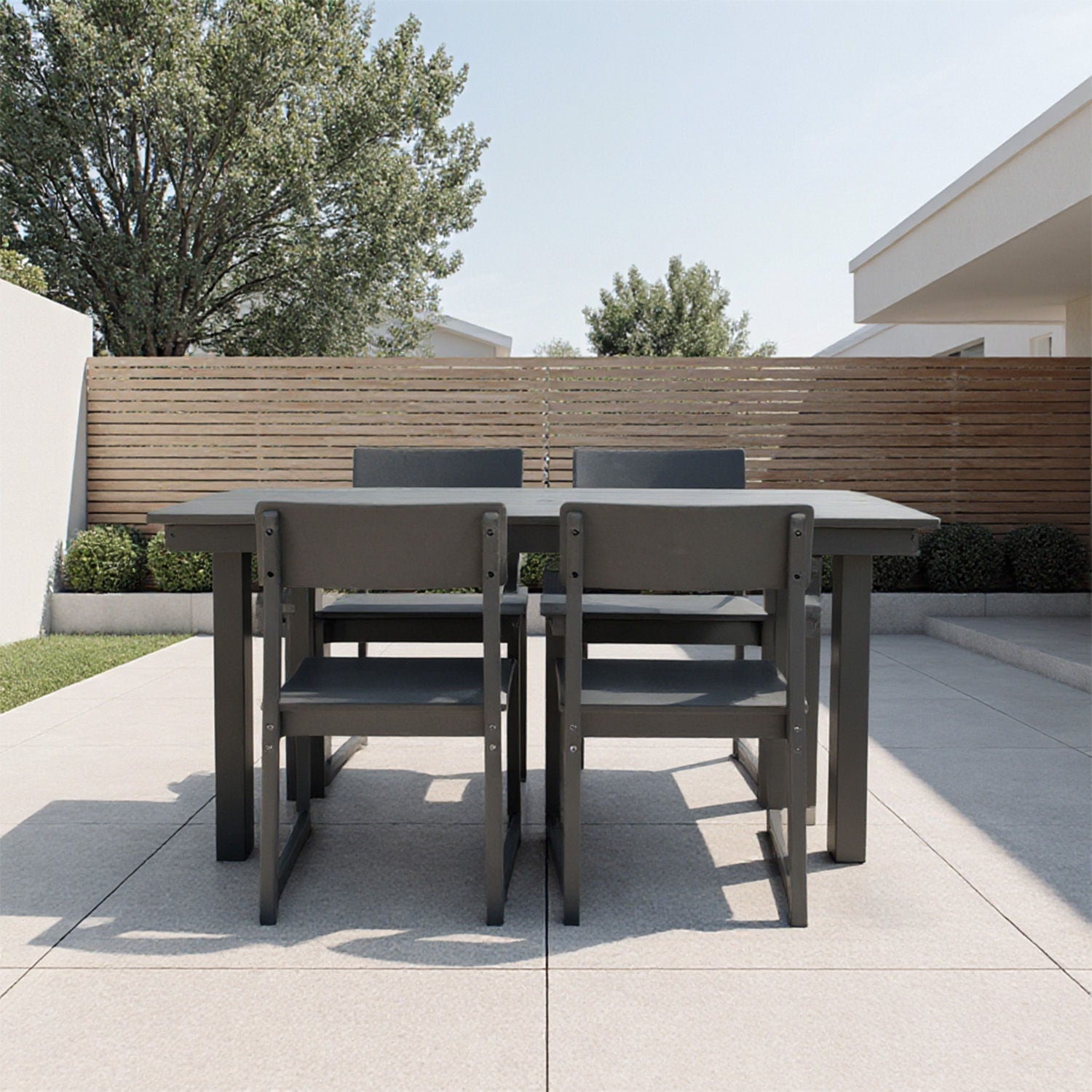 5 Piece Outdoor Dining Set, Table With Umbrella Hole And 4 Armrest Chairs Unique Piece Furniture