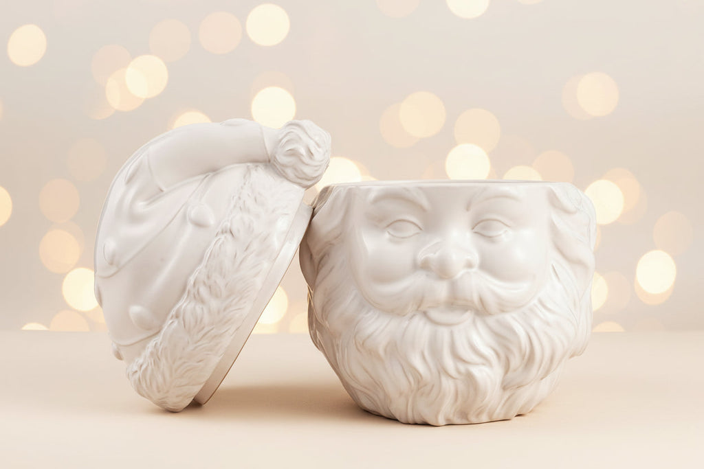 11" Cream Ceramic Santa Jar Thenestedfig