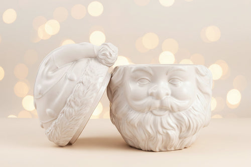 11" Cream Ceramic Santa Jar Thenestedfig