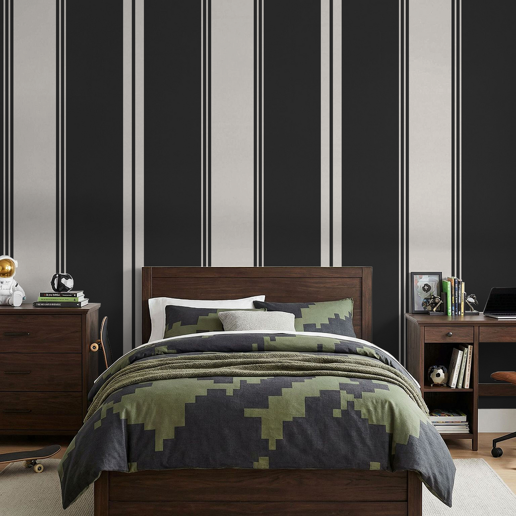 Fletcher Stripe (Charcoal) Wallpaper WALL BLUSH