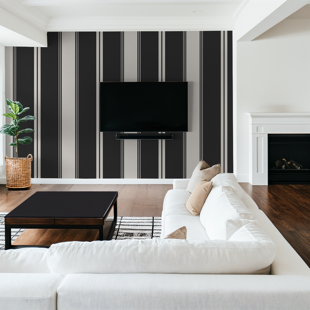 Fletcher Stripe (Charcoal) Wallpaper WALL BLUSH