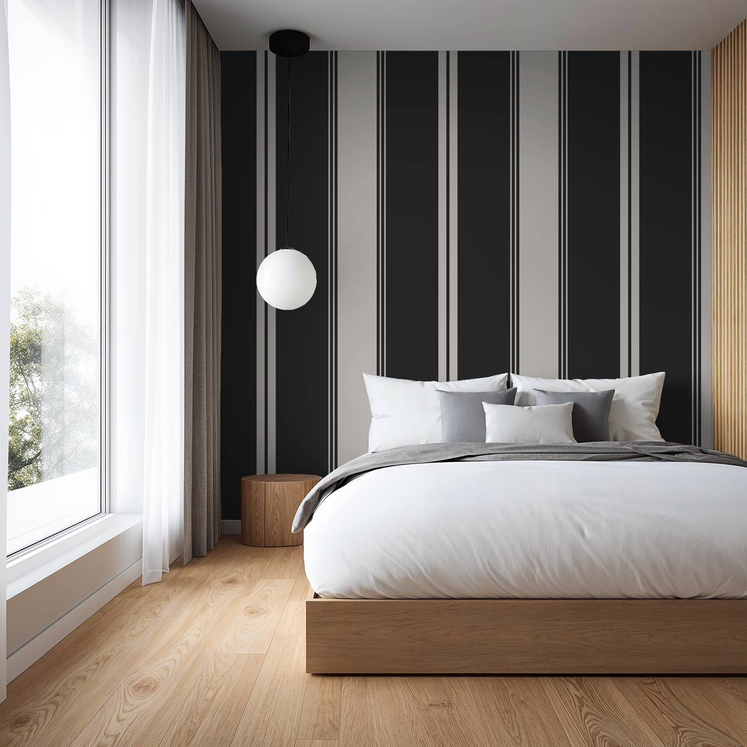 Fletcher Stripe (Charcoal) Wallpaper WALL BLUSH