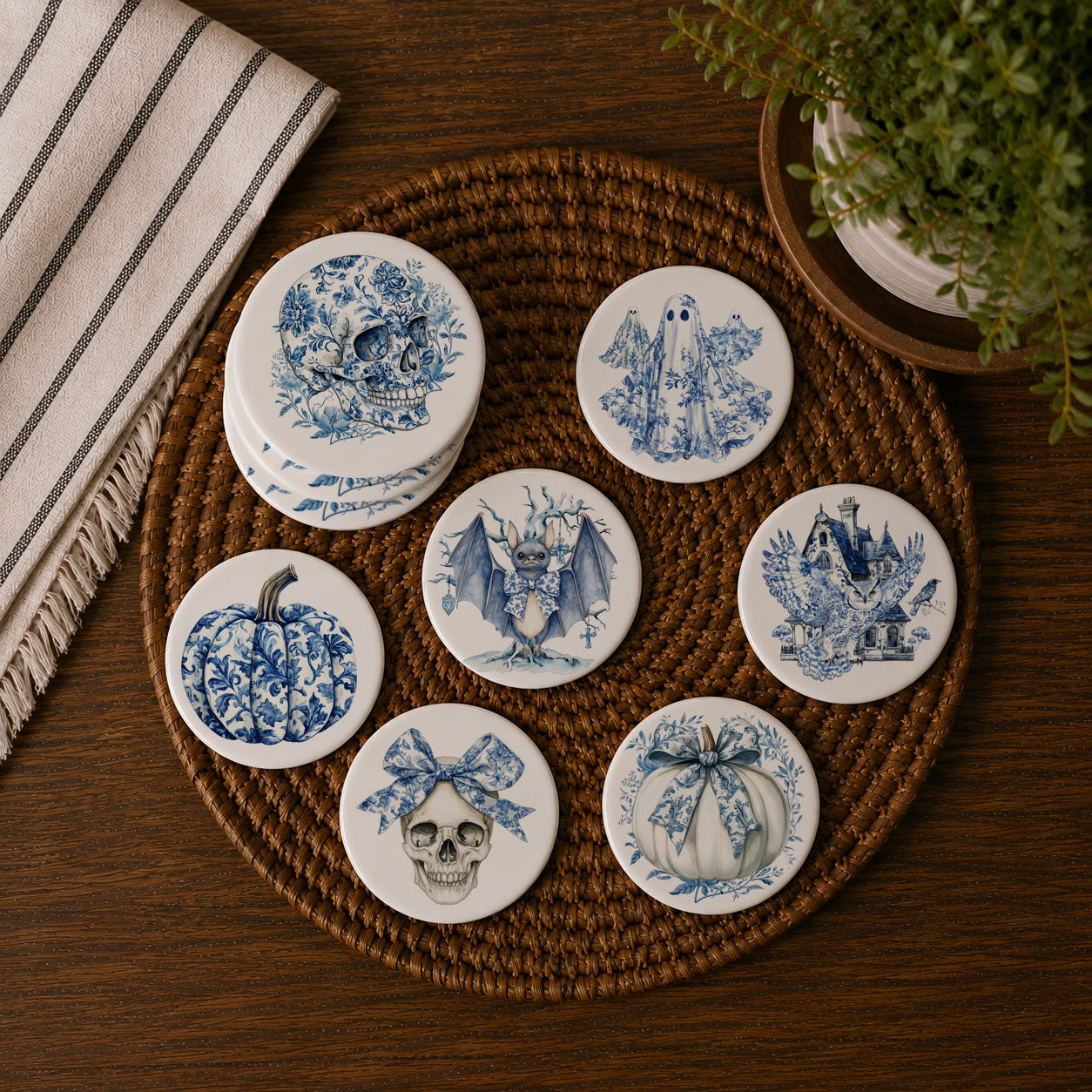 Chinoiserie Halloween Coasters Gia Roma