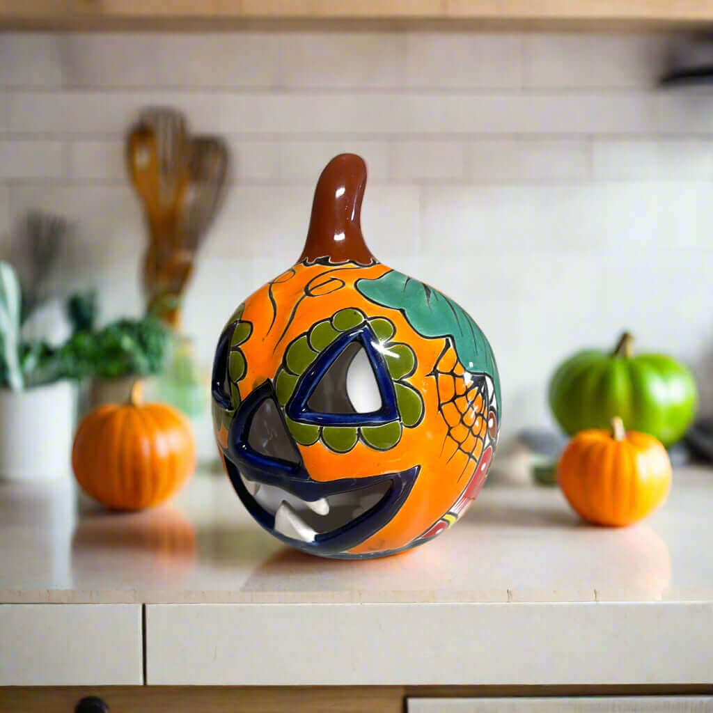 Talavera Jack-O'-Lantern | Colorful Mexican Pumpkin Decor The Talavera Hub