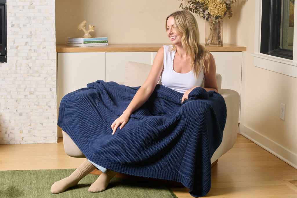 Cozy Knit Cotton Throw Blanket Moon Pod