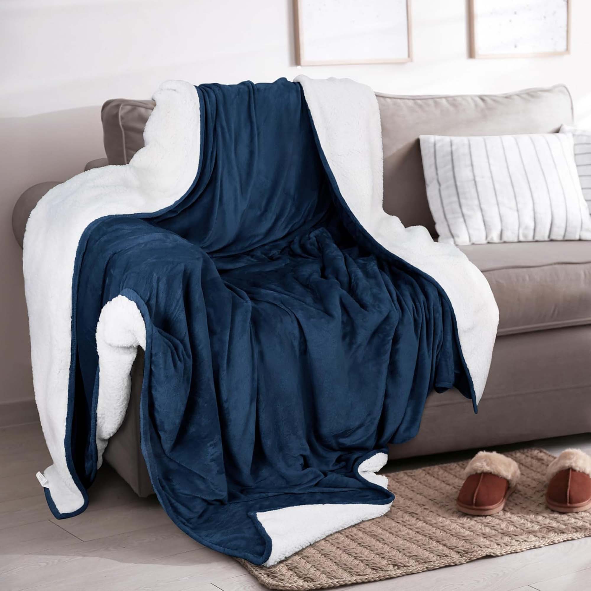 Velvet Plush Sherpa Bed Blanket - Sherpa Fleece Collection Great Bay Home