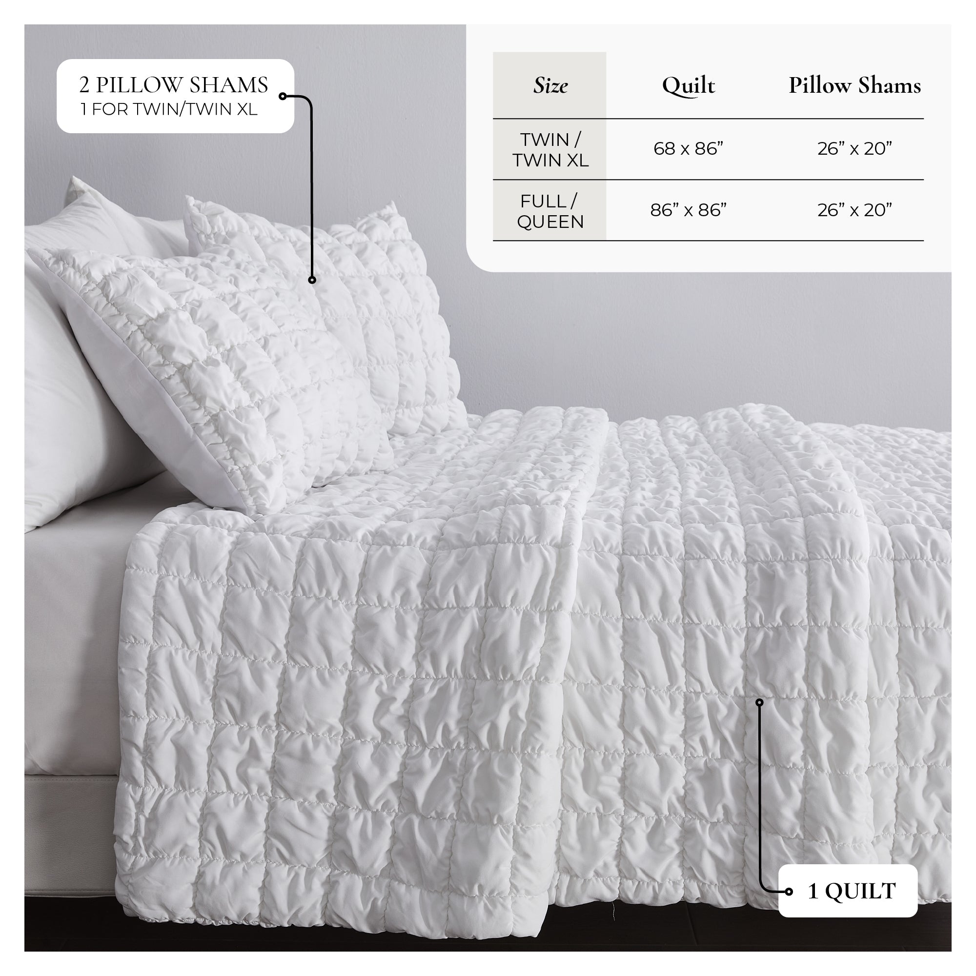 Puff Marshmallow Texture Quilt Set - Marshmallow Collection Great Bay Home