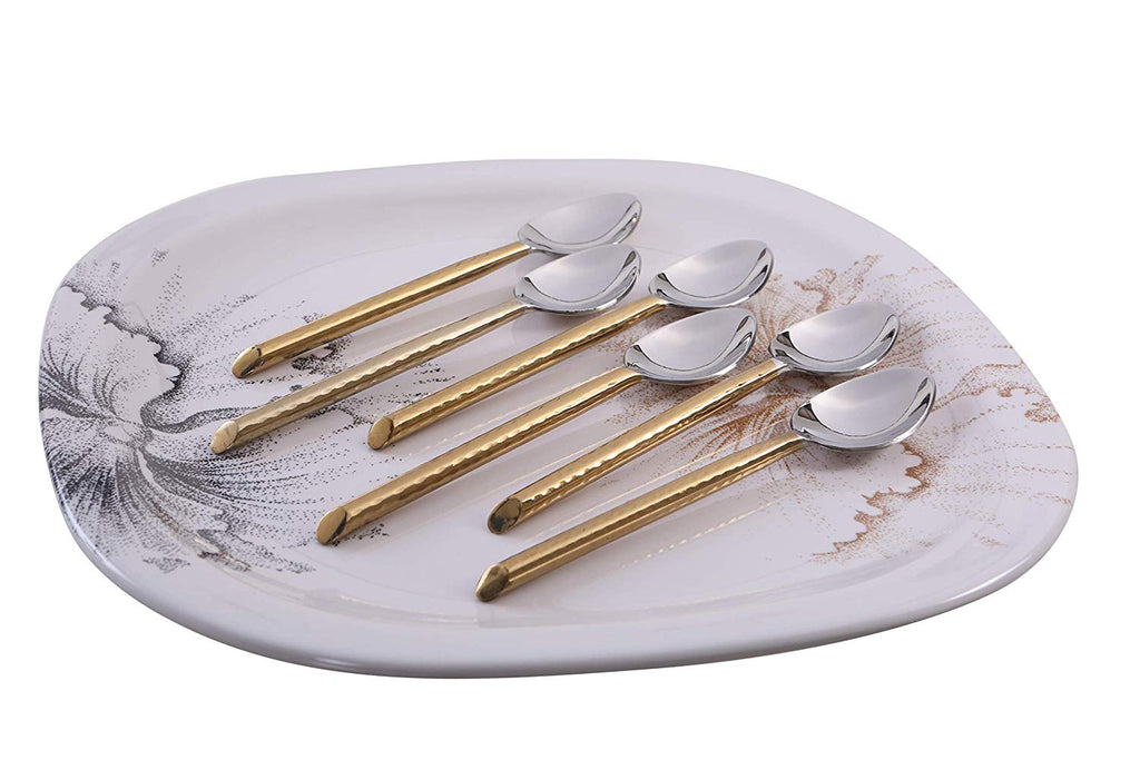 Vibhsa Golden Silverware Dessert Spoons Set of 6 Vibhsa