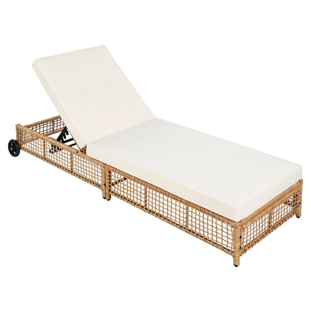 Outdoor Lounge Chair With 5 Position Backrest With Cushion And Wheels Unique Piece Furniture