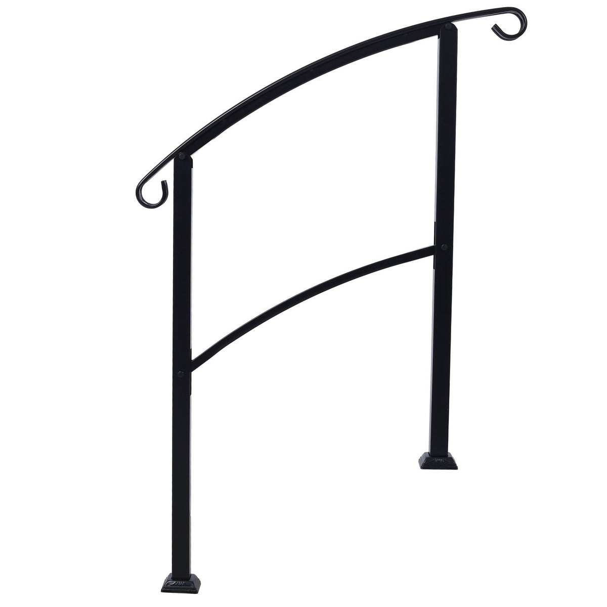 Handrails For Outdoor Steps, Fit 1 Or 3 Steps Outdoor Stair Railing, Flexible Front Porch Hand Rail, Transitional Handrails For Concrete Steps Or Wooden Stairs - Black Unique Piece Furniture